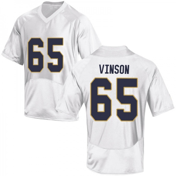 Michael Vinson Notre Dame Fighting Irish NCAA Men's #65 White Replica College Stitched Football Jersey JTU1455FL